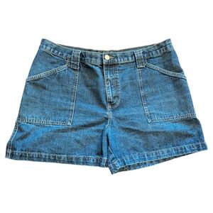 VTG Retro Zena High Waisted Lambchop Pockets Dark Blue Brushed Denim Shorts